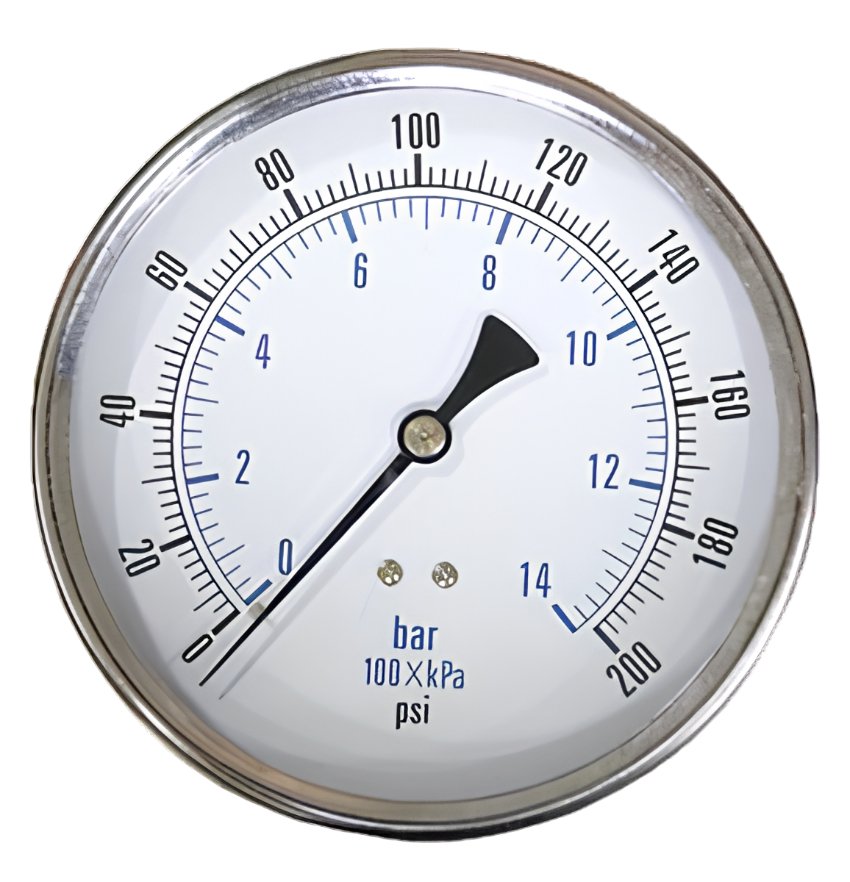 [4010060] PneuTech 2.5" Back Mount Pressure Gauge 300 PSI
