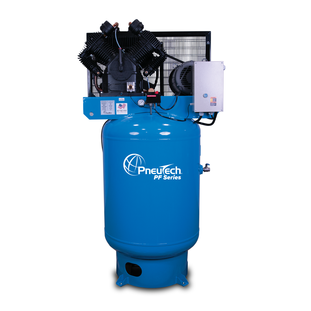 PneuTech PF Series 7.5HP 80 Gallon Vertical Two Stage Compressor 230/3 (Fully Packaged)
