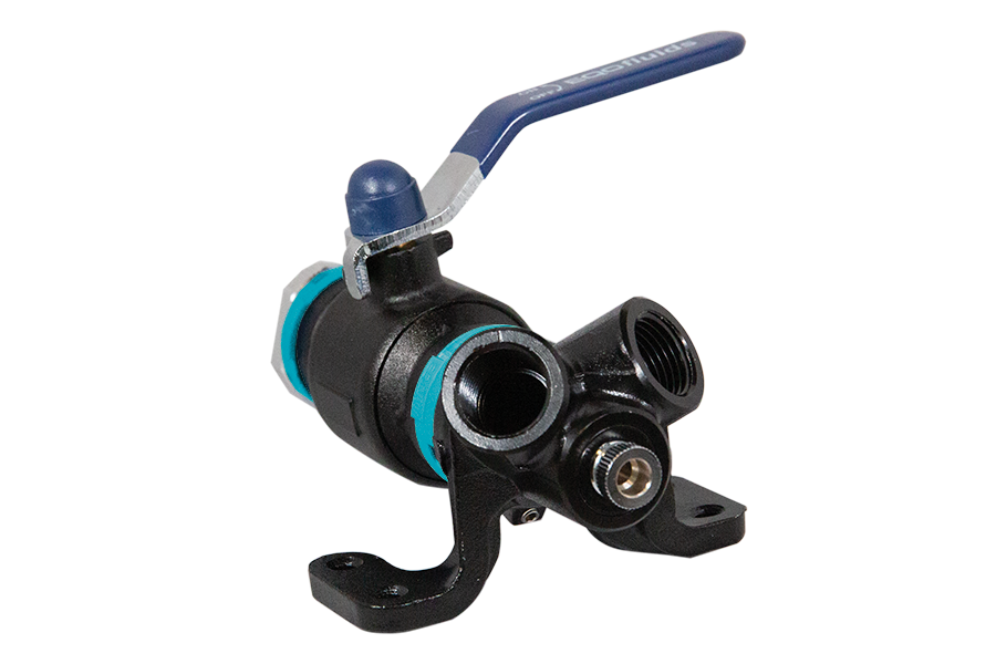 Wall Mounted Drop End with 20mm Ball Valve and Double 1/2" Port